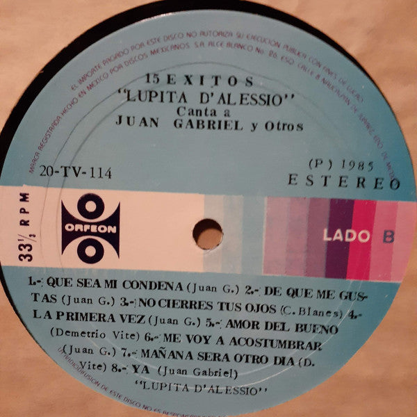 15 Éxitos Lupita D'Alessio Canta A Juan Gabriel