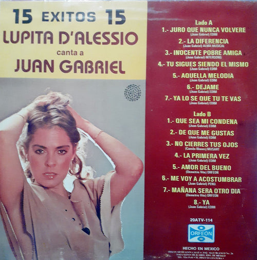 15 Éxitos Lupita D'Alessio Canta A Juan Gabriel